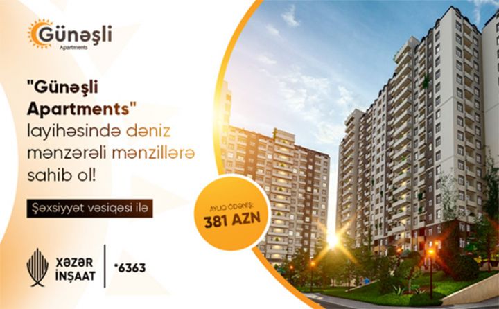 Günəşlidə kirayə qiymətinə mənzil sahibi olun!