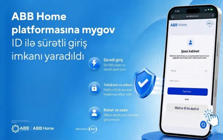 ABB Home platformasına Mygov ID ilə daha sürətli giriş imkanı!